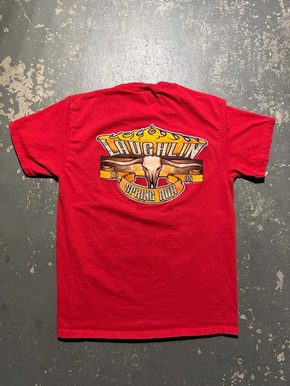 Delta Laughlin Spring Run 98 T-Shirt Size L Red Motorcycle Rally - Picture 4 of 4